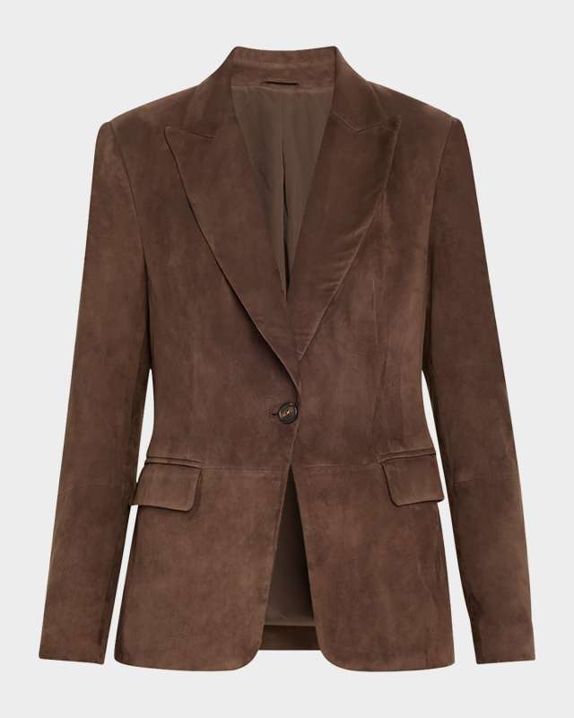 Suede Single-Breasted Blazer Jacket